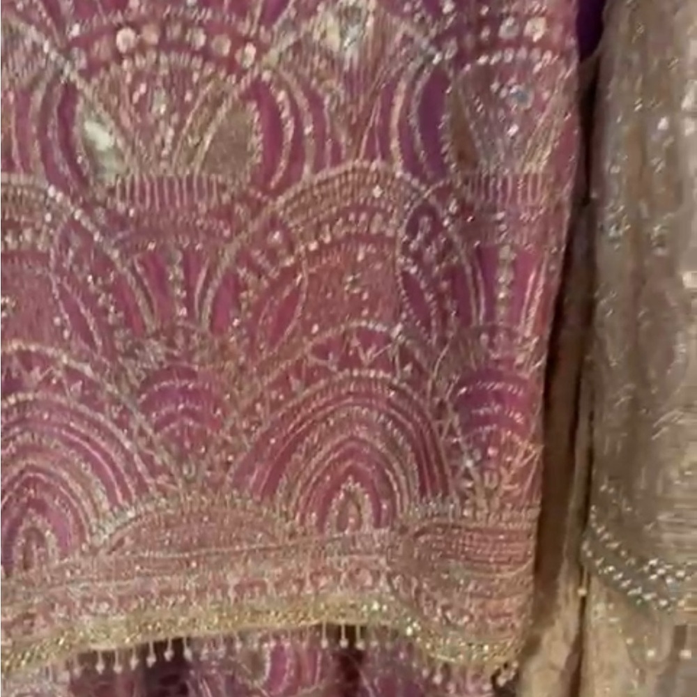 Elegant Pink and Gold Embellished heavy sharara set